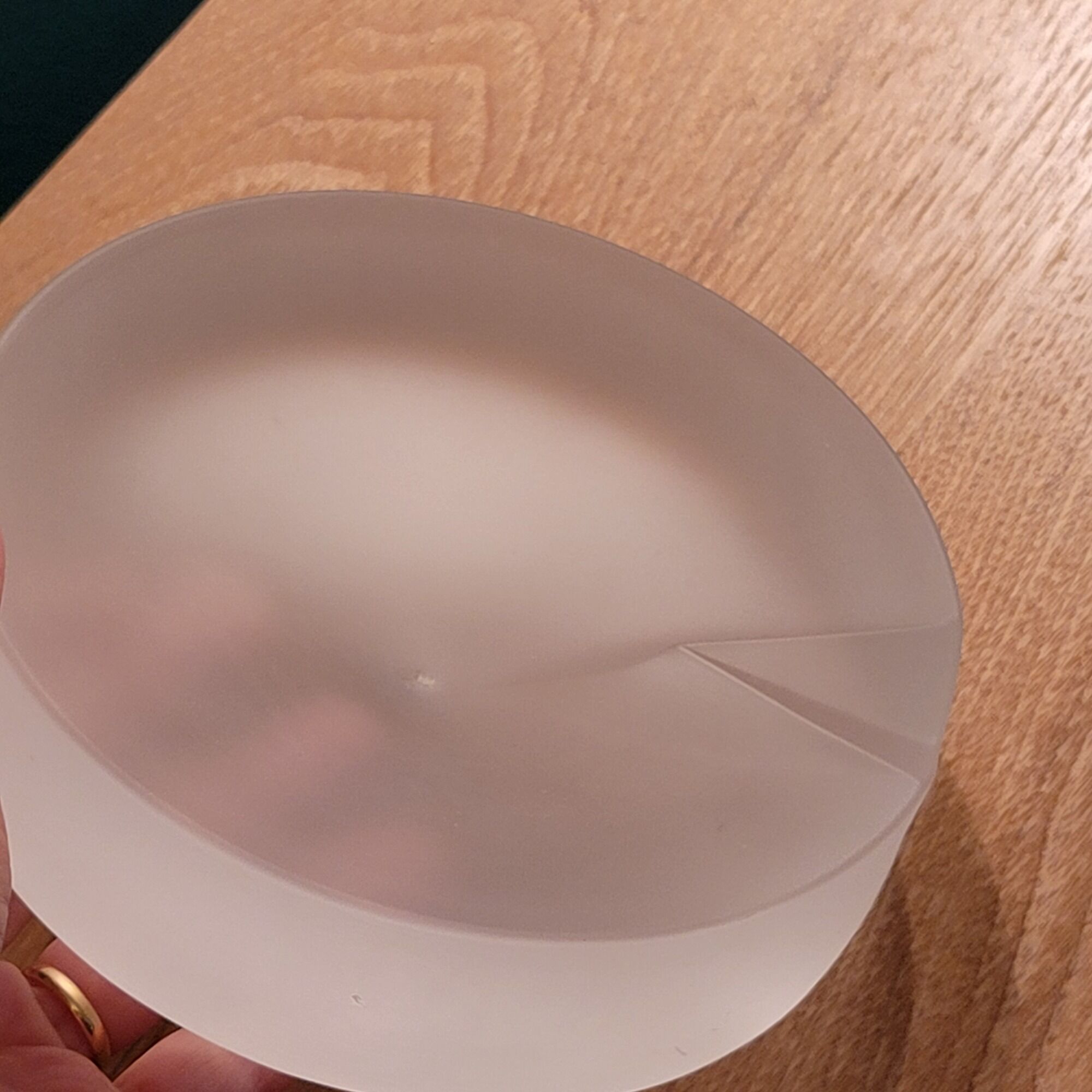 Empty ashtray pocket modernist design in satin molded pressed glass