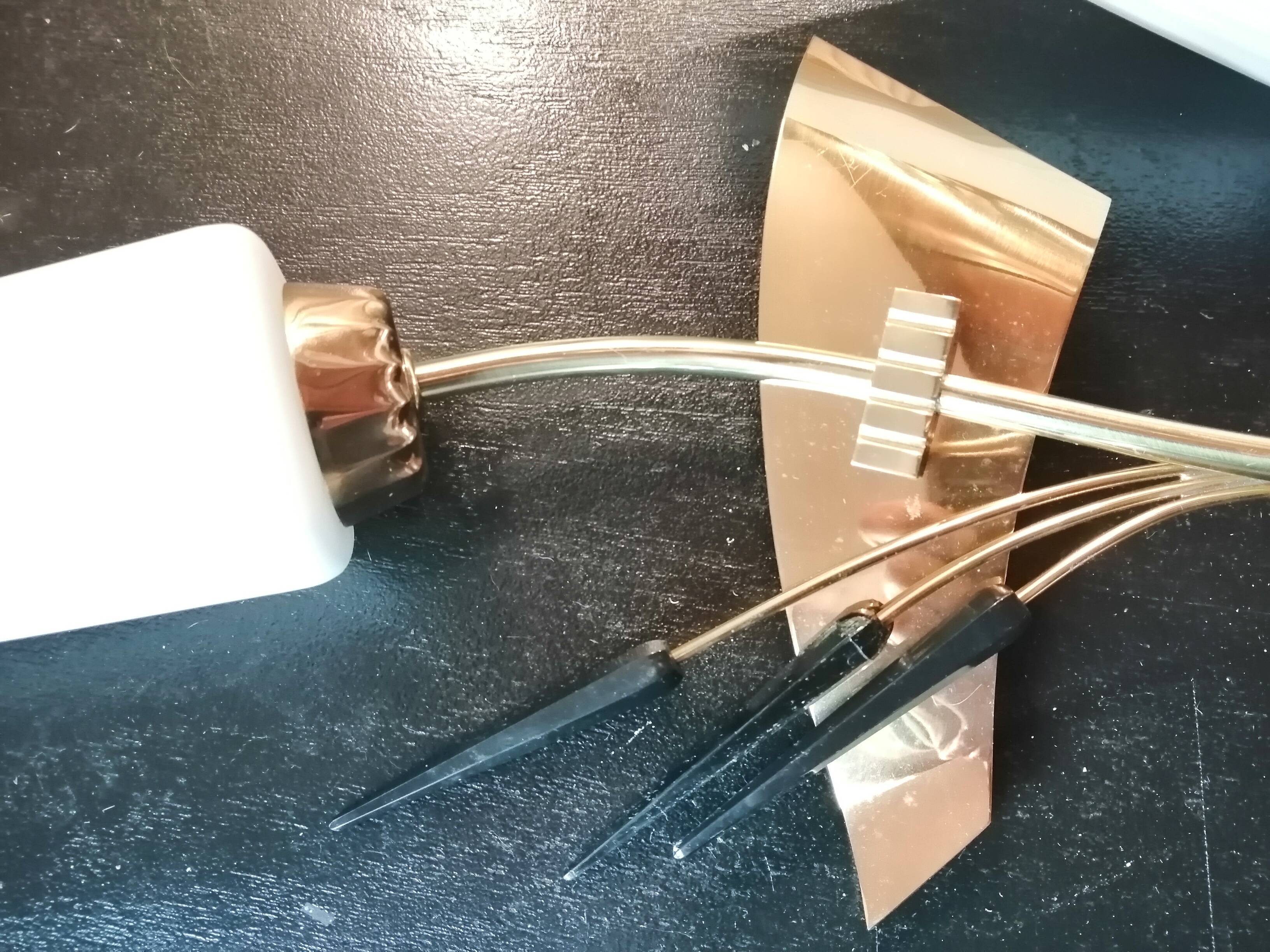 Pair of vintage brass and white glass sconces 1950-60