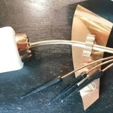 Pair of vintage brass and white glass sconces 1950-60