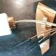 Pair of vintage brass and white glass sconces 1950-60