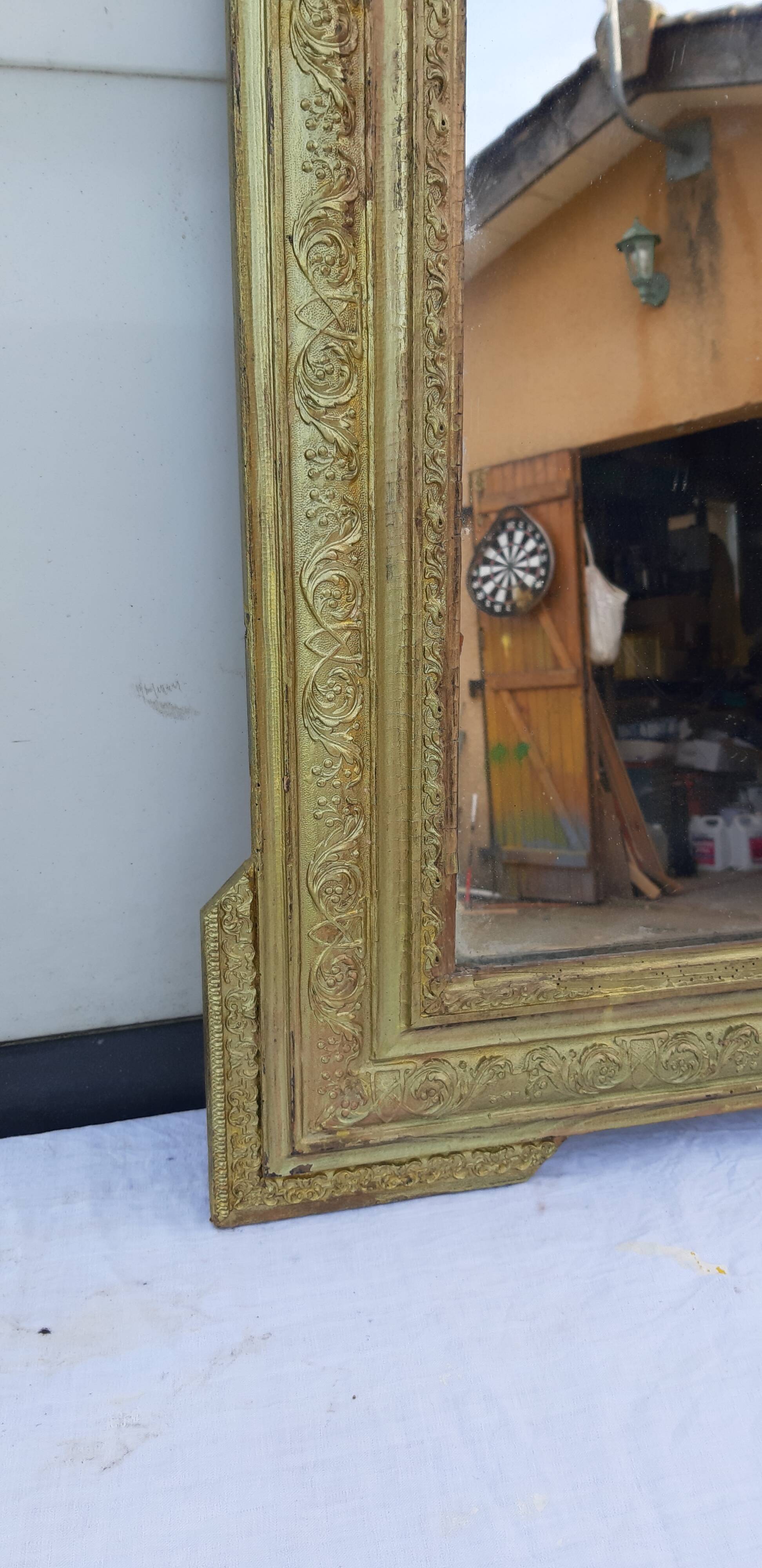 Mirror 19th wood and gilded stuk