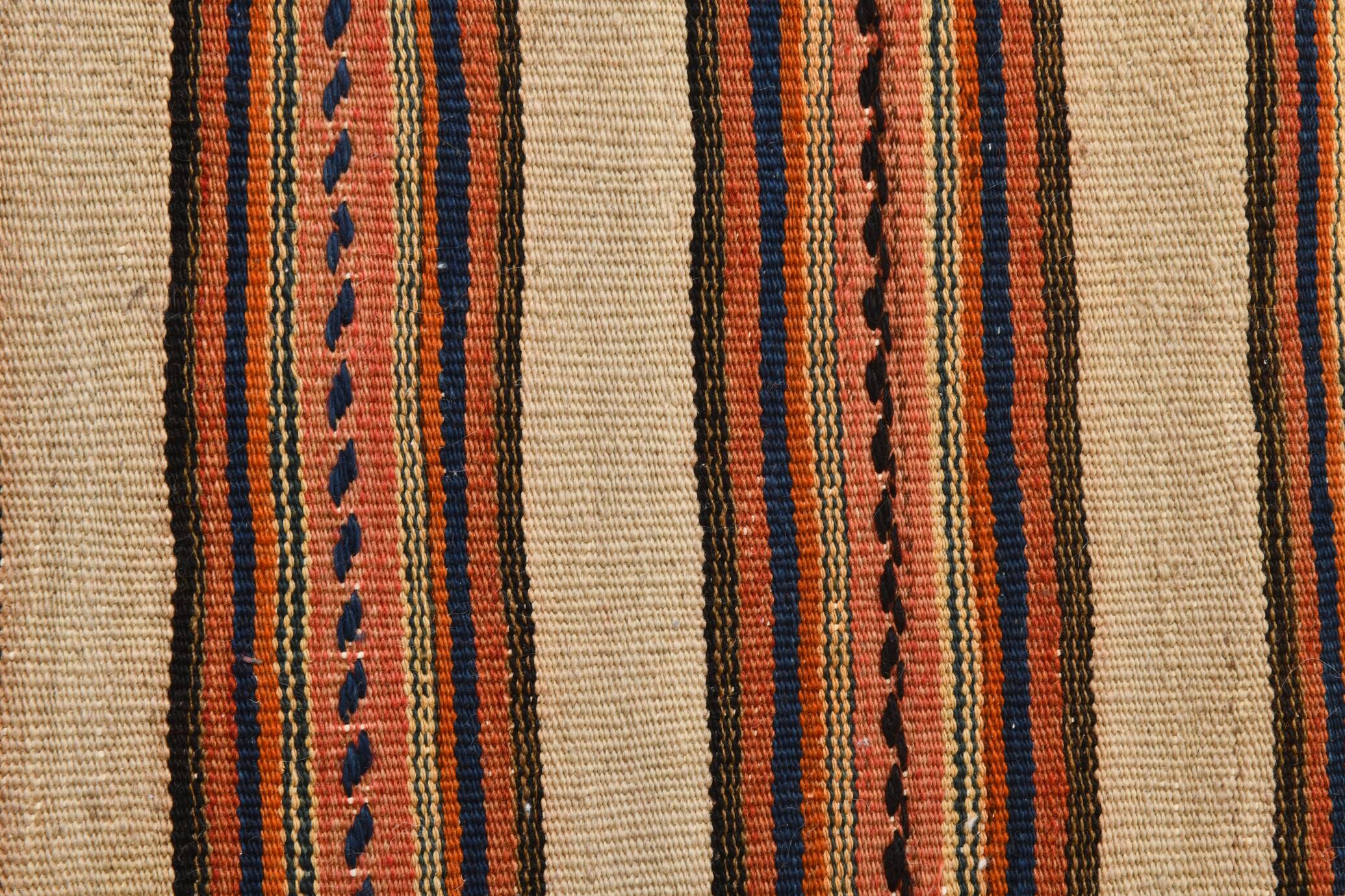 Red & Beige Striped Accent Vintage Kilim Rug, 64x104Cm