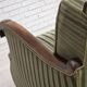 1950s, Danish relax armchair, green furniture velour, carved oak wood.