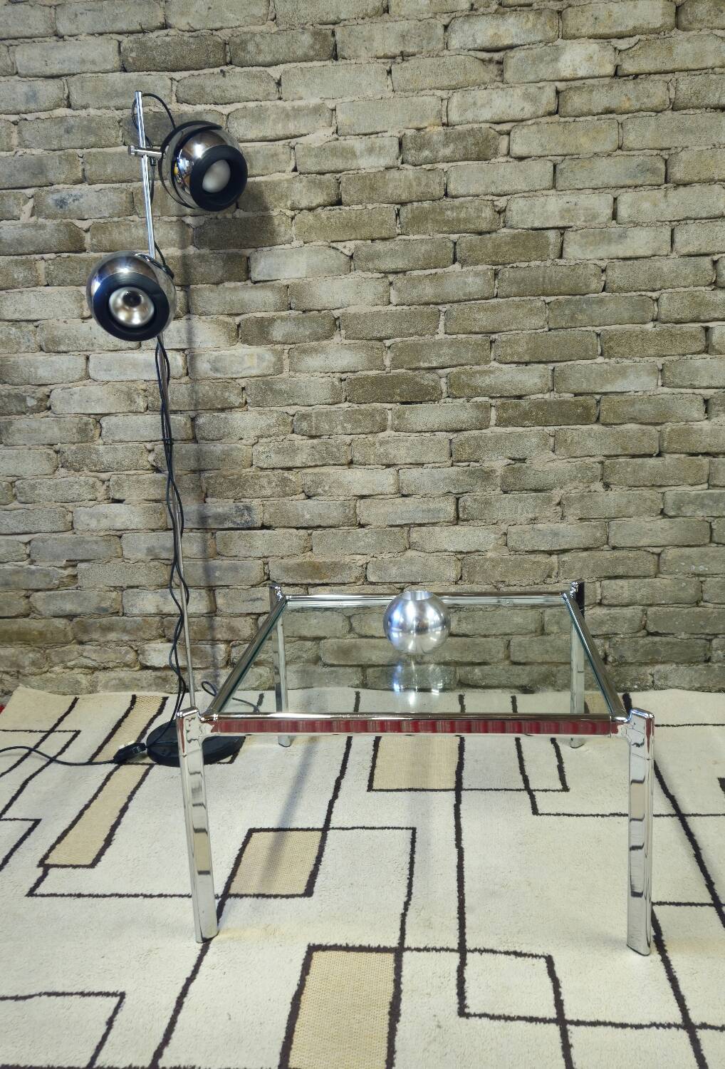 Chrome and glass coffee table, 1970