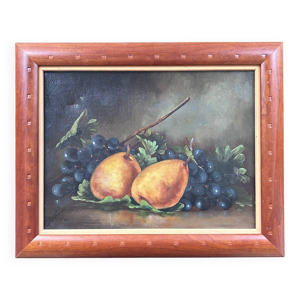 Tableau ancien poires - raisins