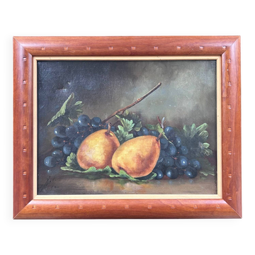 Ancient table with pears and grapes