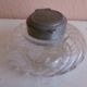 Old spiral glass inkwell with metal cabochon early XXth century