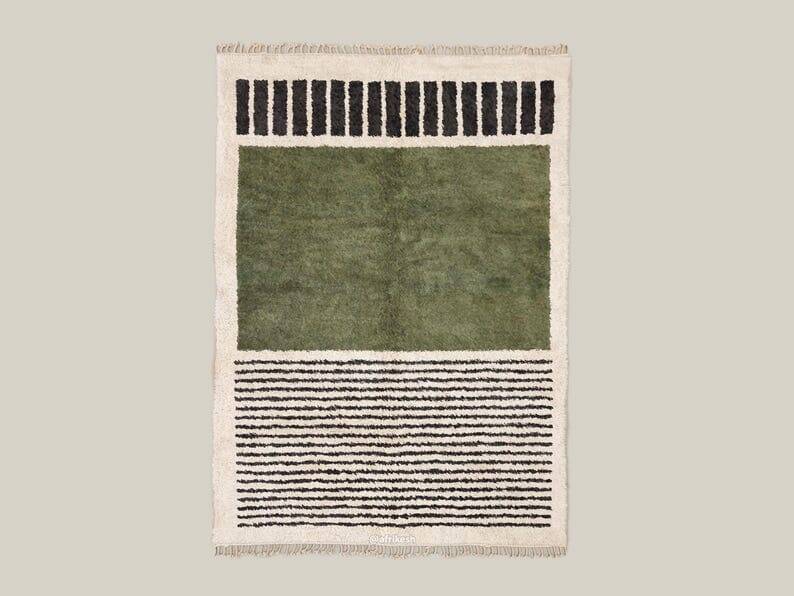 Handmade artisanal Moroccan Atlas rug made from natural wool.