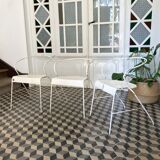 White metal chairs