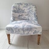 Blue toile de Jouy toad armchair
