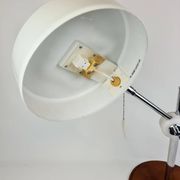 Atelje Lyktan desk lamp in chrome and vintage brown leather, mid-century, Sweden.