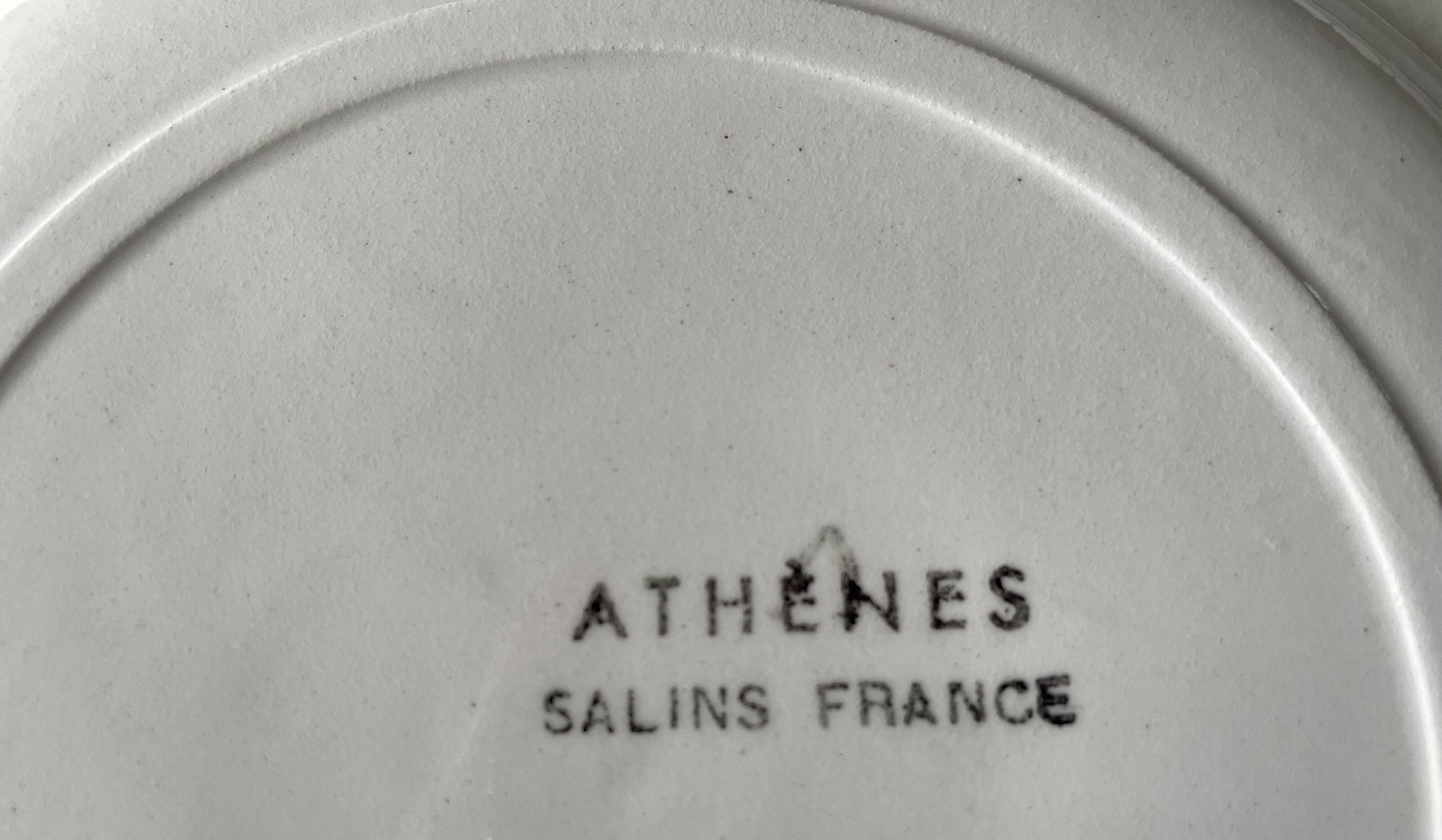 6 large old soup plates in saline earthenware