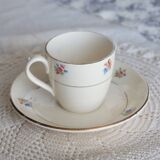 Vintage Sarreguemines earthenware cup and saucer – Floral decoration