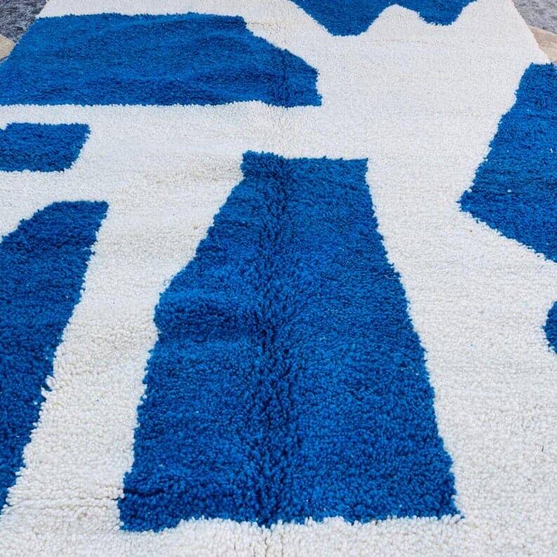 Handmade blue beni mrirt rug