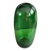 Grand vase en verre vert