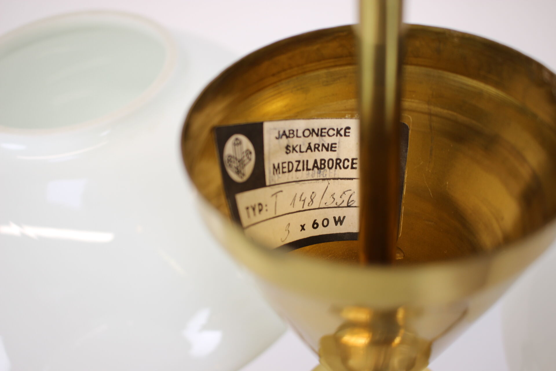 Mid-Century Brass Chandelier, Czechoslovakia, 1970s, Made in Jablonec Glassworks