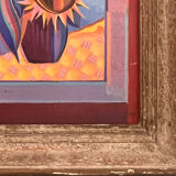 Oil on panel of sarres - girl a la pastheque