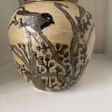 Enameled brass lidded pot