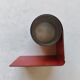 Modernist extendable bookends in brushed stainless steel and red 1970's
