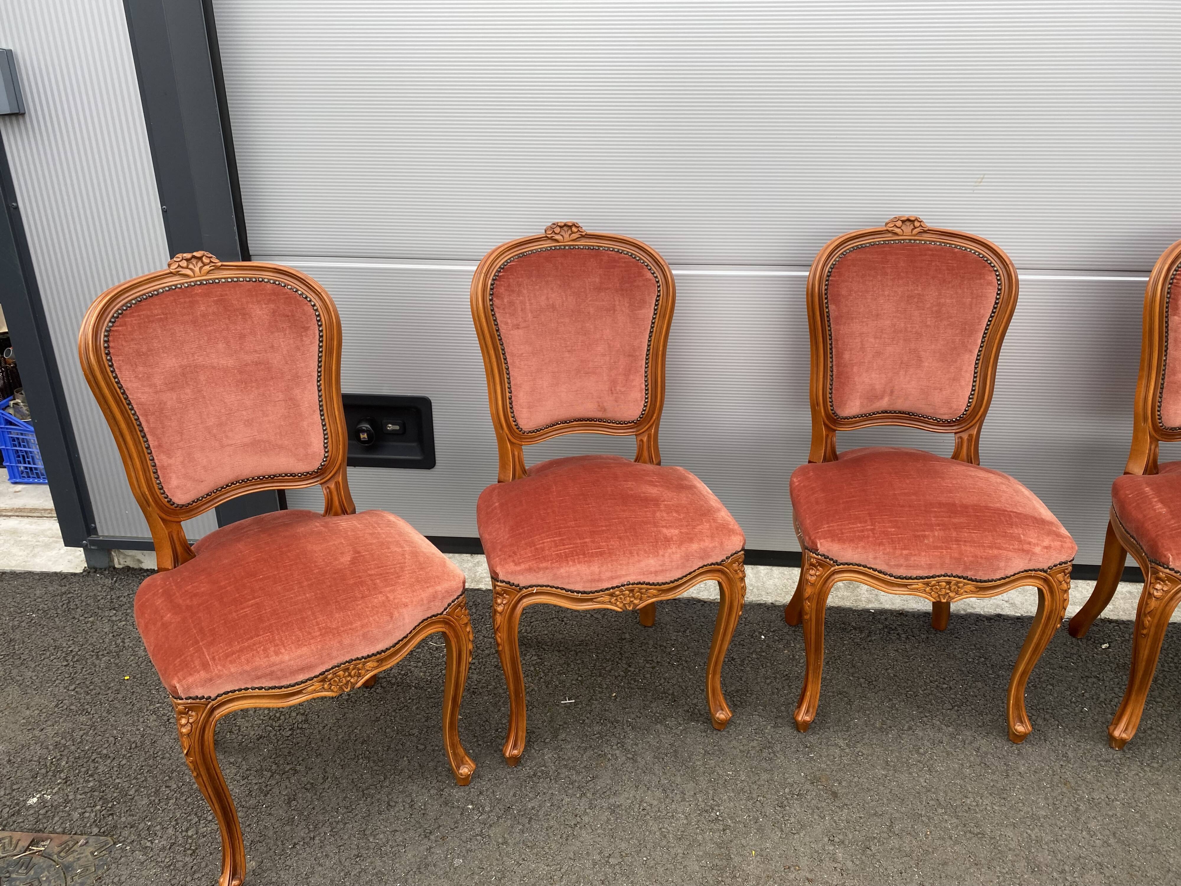 6 chairs Louis XV red style