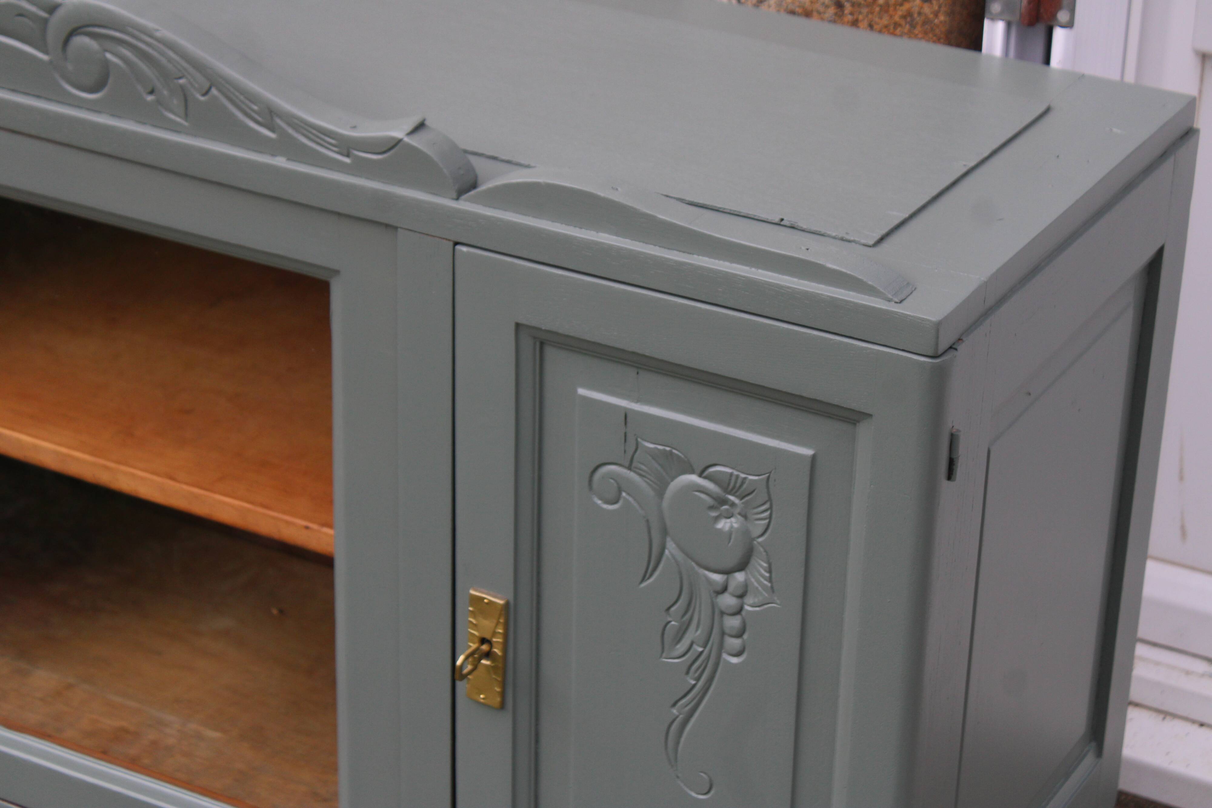 Renovated vintage sideboard with khaki paint – Haussmann chic & bohemian style