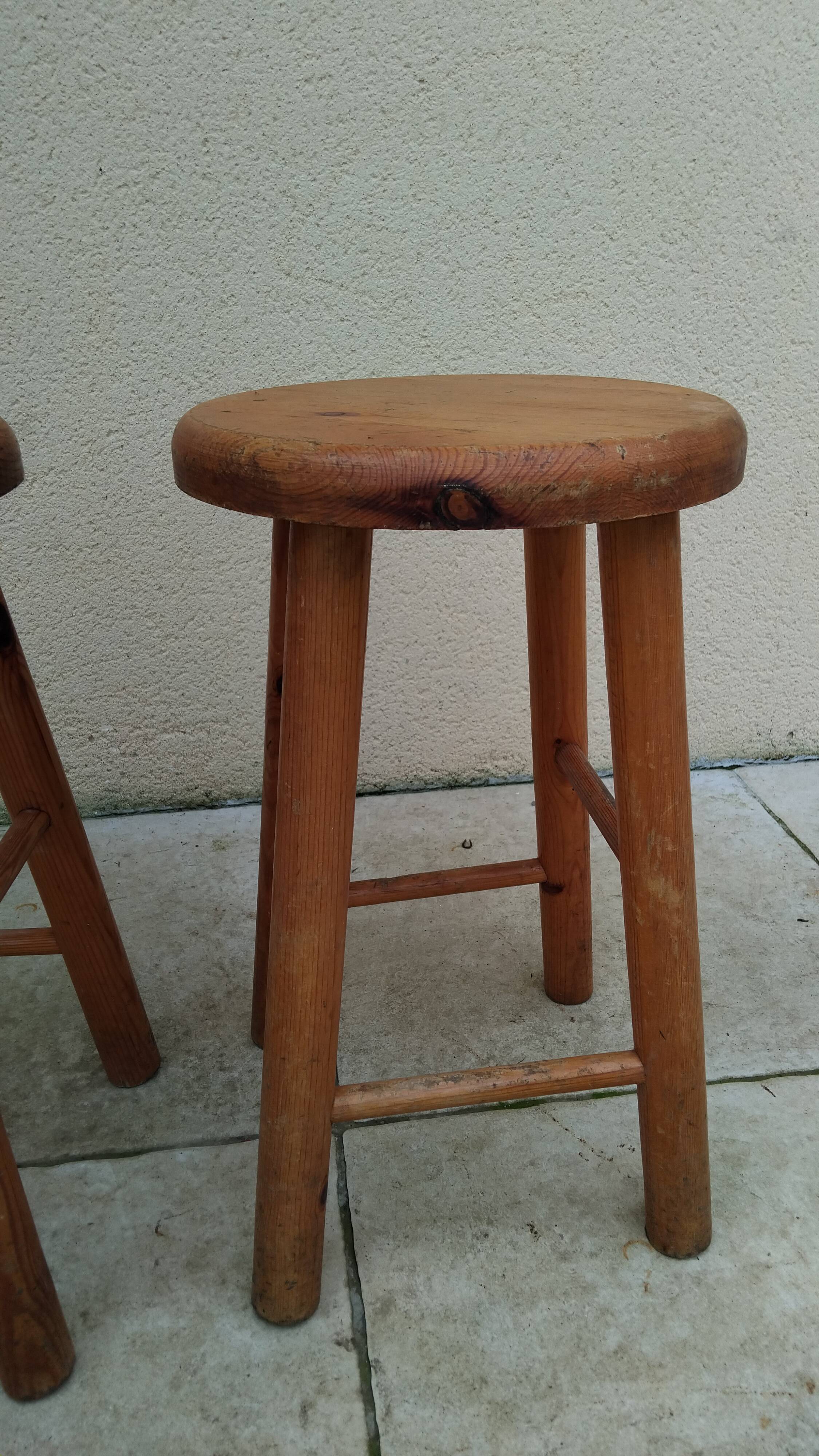 Pair of vintage pine stools