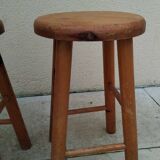 Pair of vintage pine stools