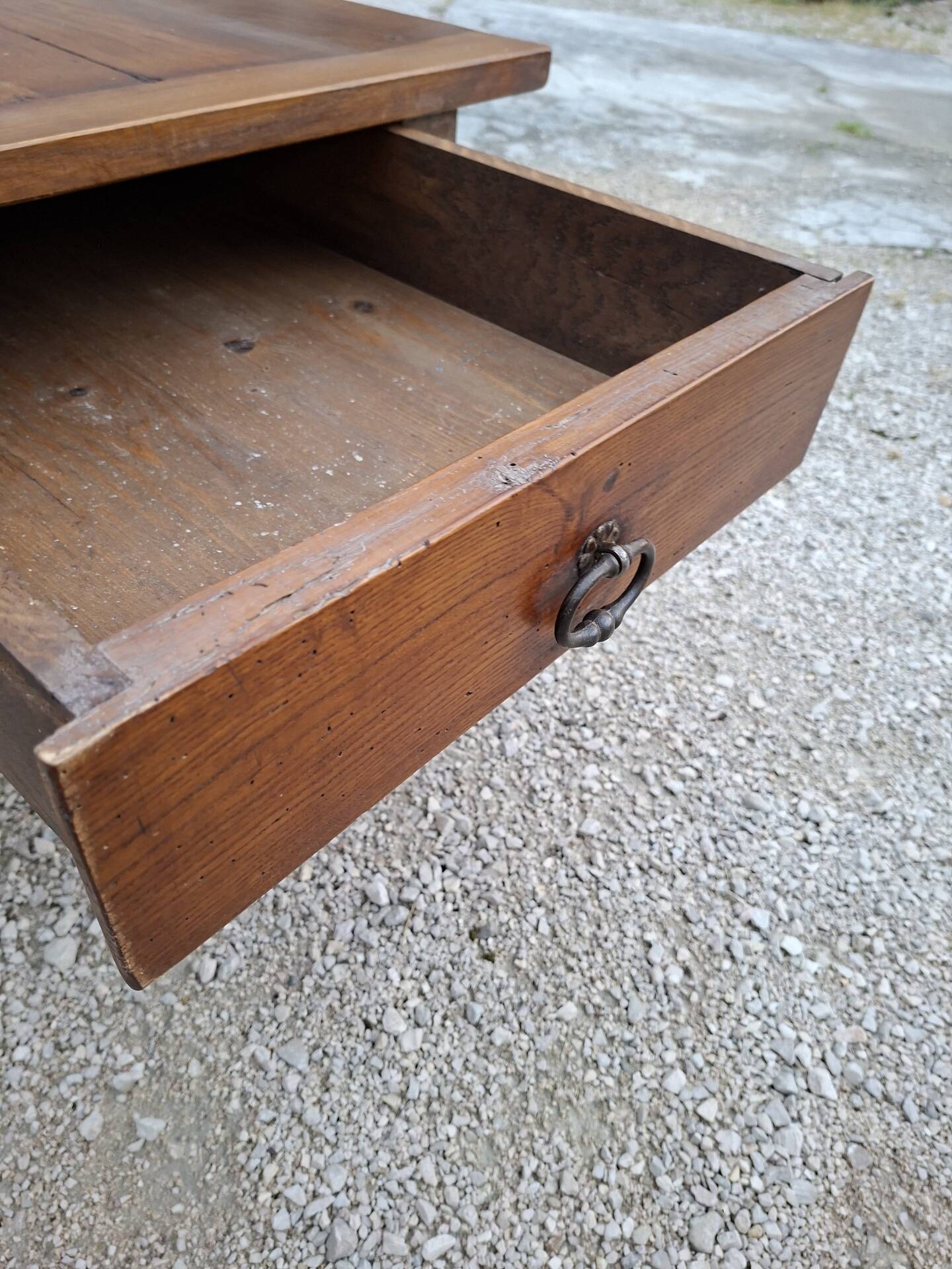 Table basse de ferme rustique ancienne un tiroir -1m42