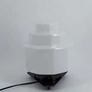 Lampe Art Déco Steamline Modern, vers 1930 – Verre opalin et fer Forgé