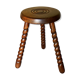 Vintage tripod stool in solid wooden twisted feet