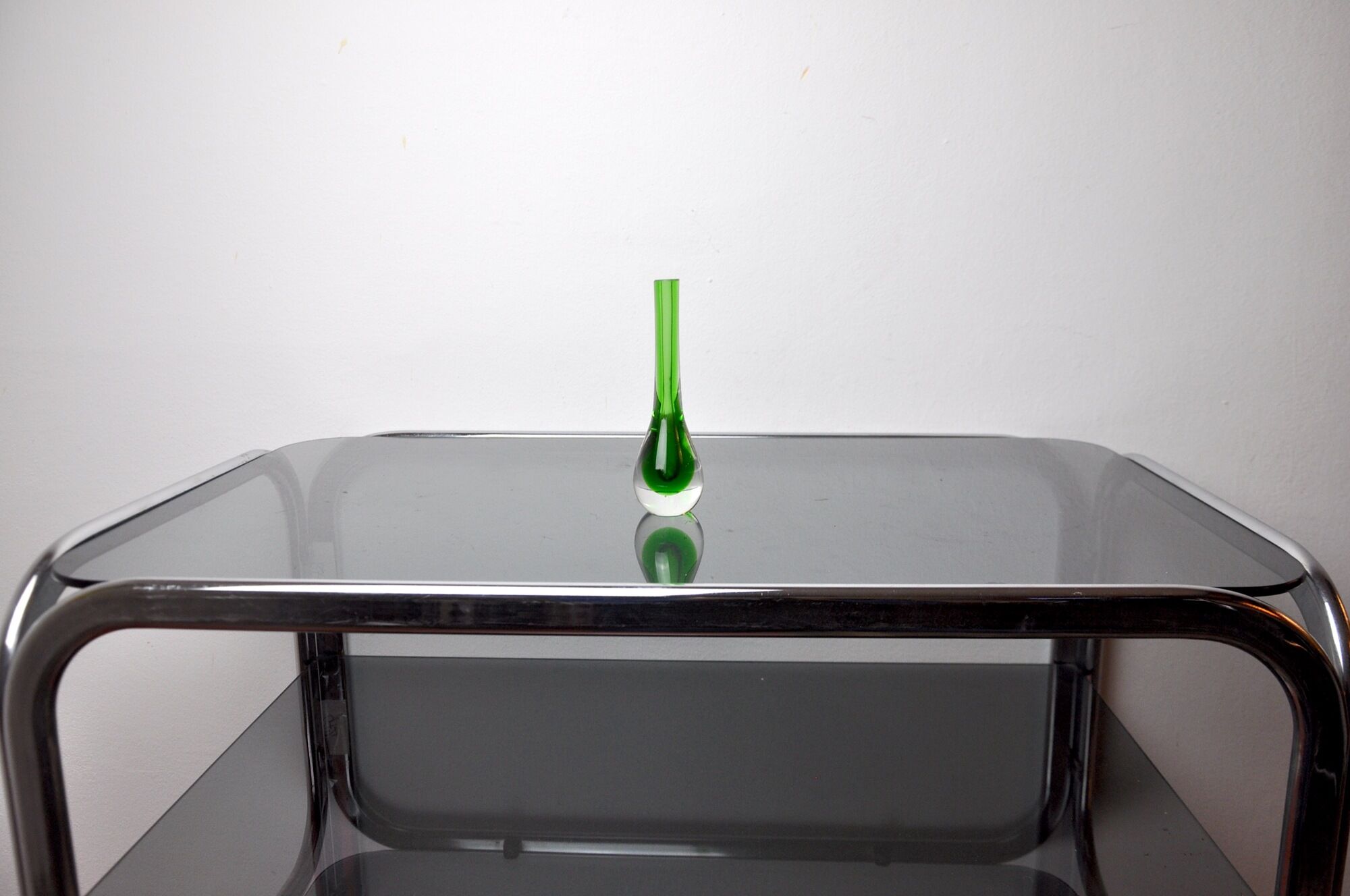 Green soliflor sommerso vase by seguso, murano, italy, 1970