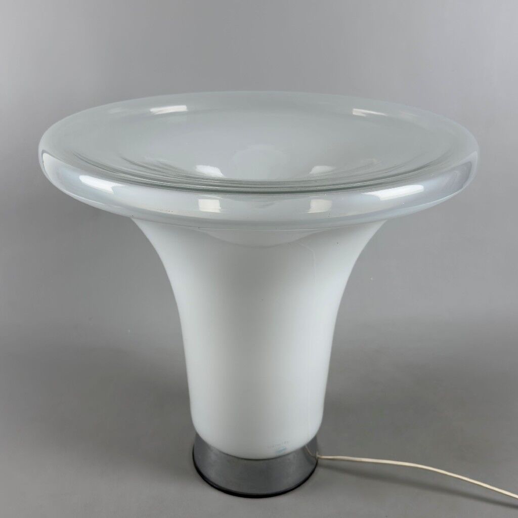 Vistosi large table lamp Murano opal glass Space Age design 1970s