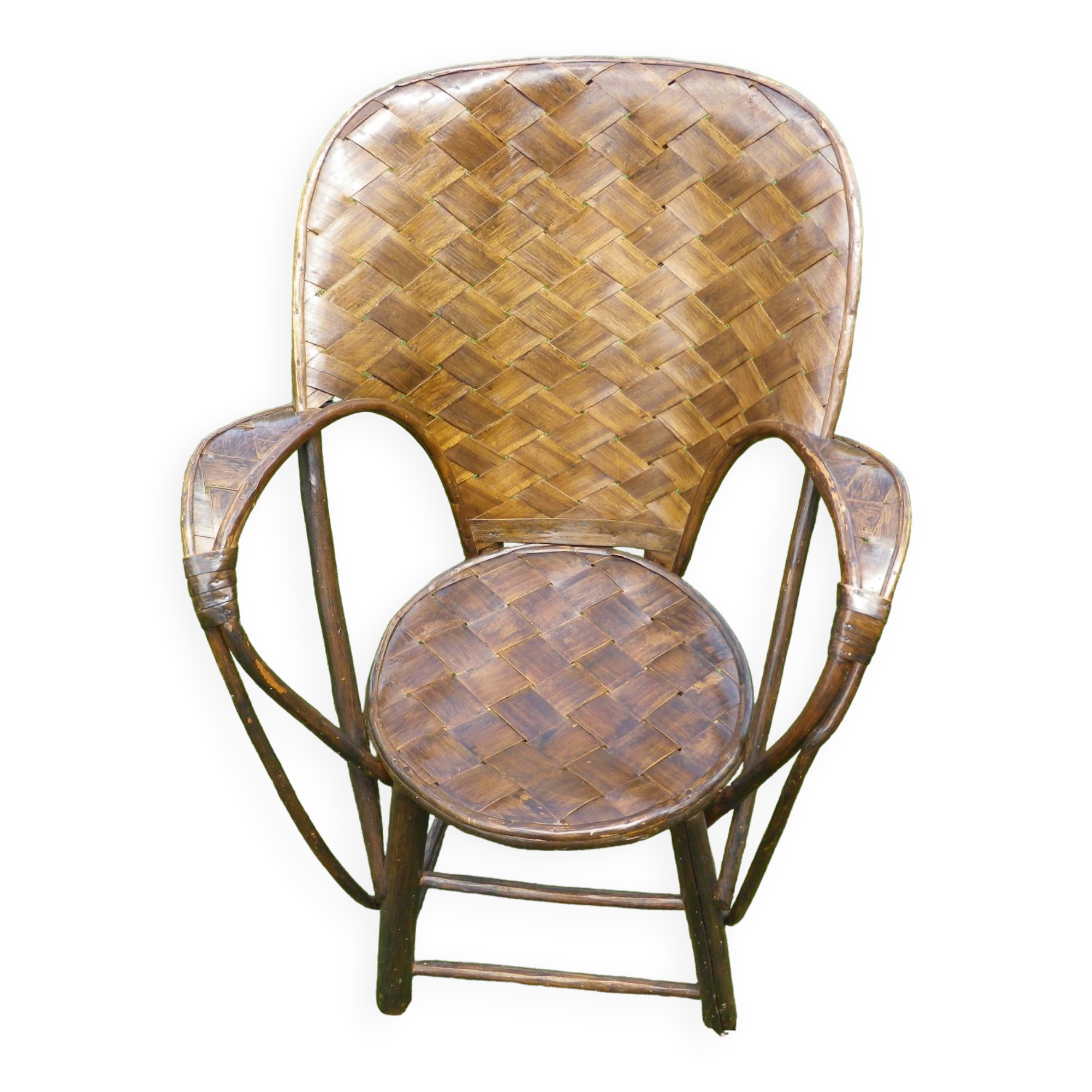 Bamboo and chestnut armchair