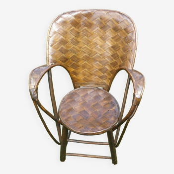 Bamboo and chestnut armchair