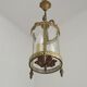 Vintage French Round Gold Metal and Brass 2 Light Lantern Ceiling Light 4724