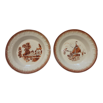 2 antique salad bowls. St amand and hamage/ Moulin des Loups