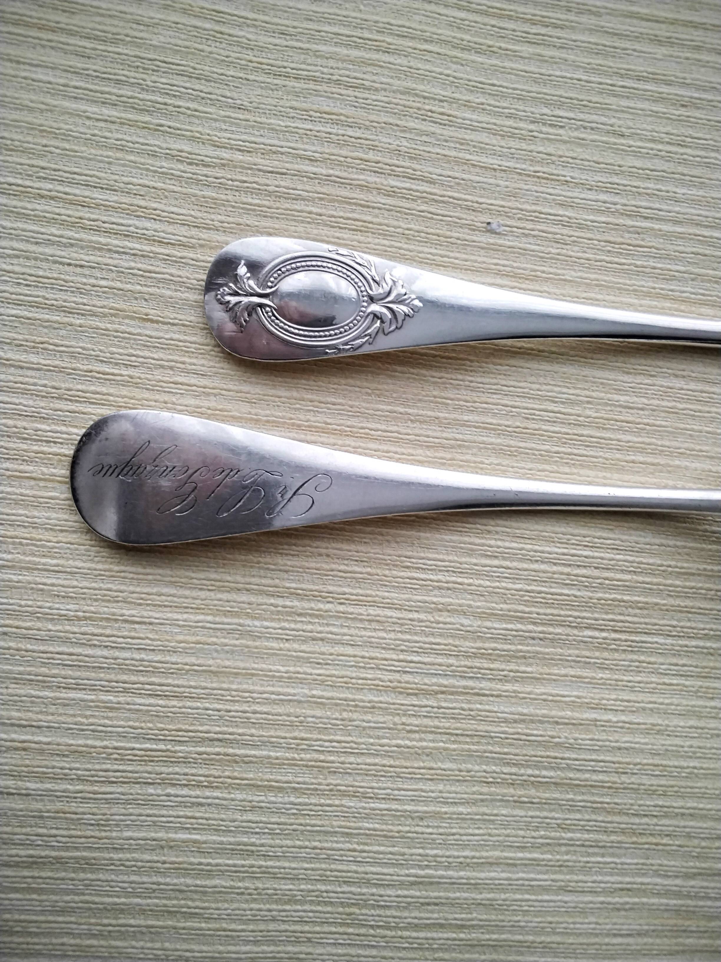 Set of 6 silver metal table forks Uniplat model