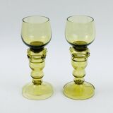 Pair of Antique Hand Blown Glass Wine Glasses from Roemer, Germany, 1880-1900s