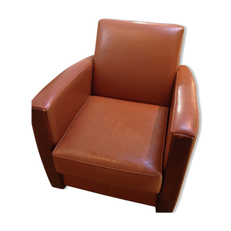 Fauteuil club Norway en cuir marron