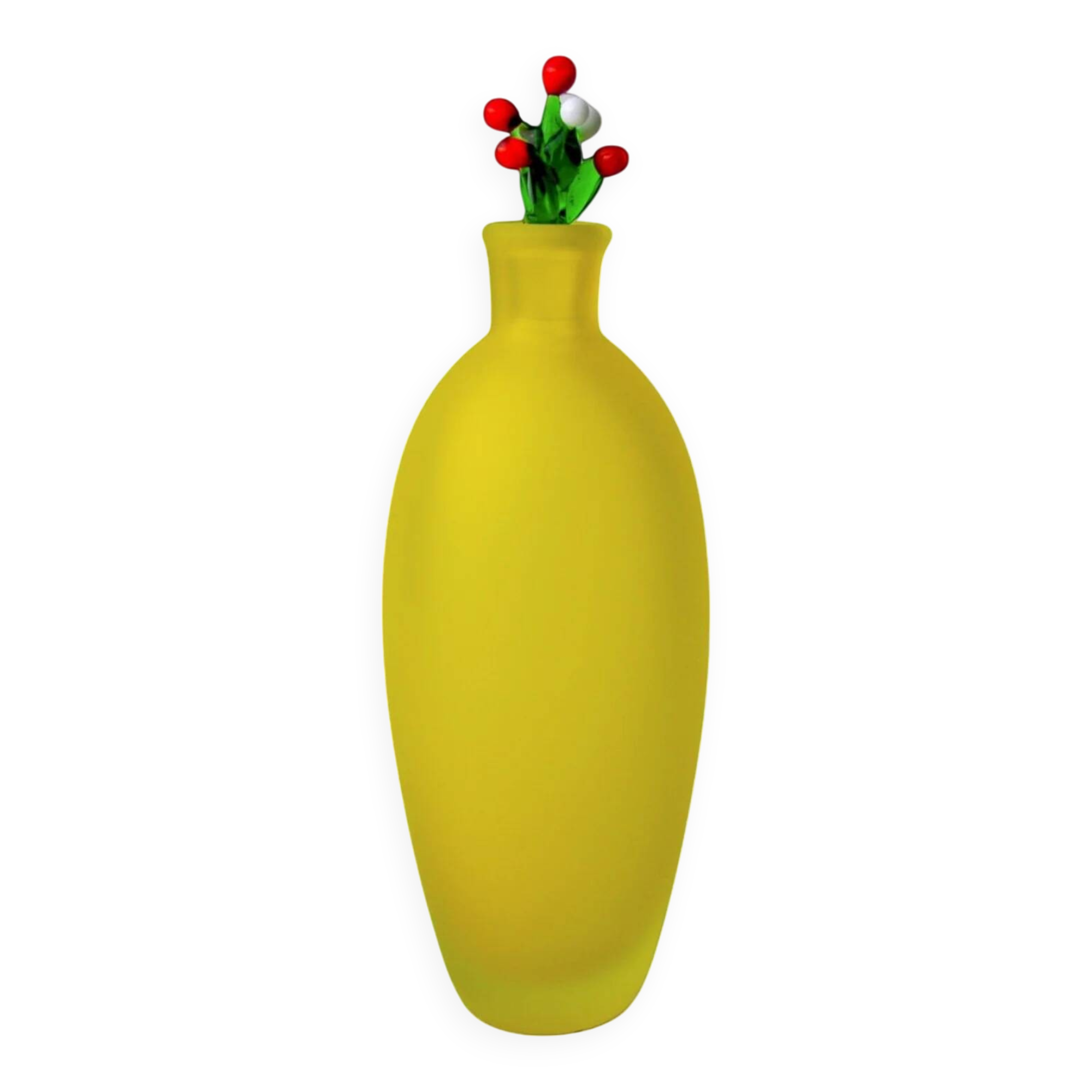 Yellow satin vase in Murano glass, Italy, 1980s