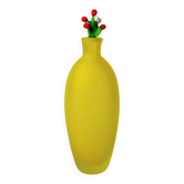 Vase en satin jaune en verre de Murano, Italie, années 1980.