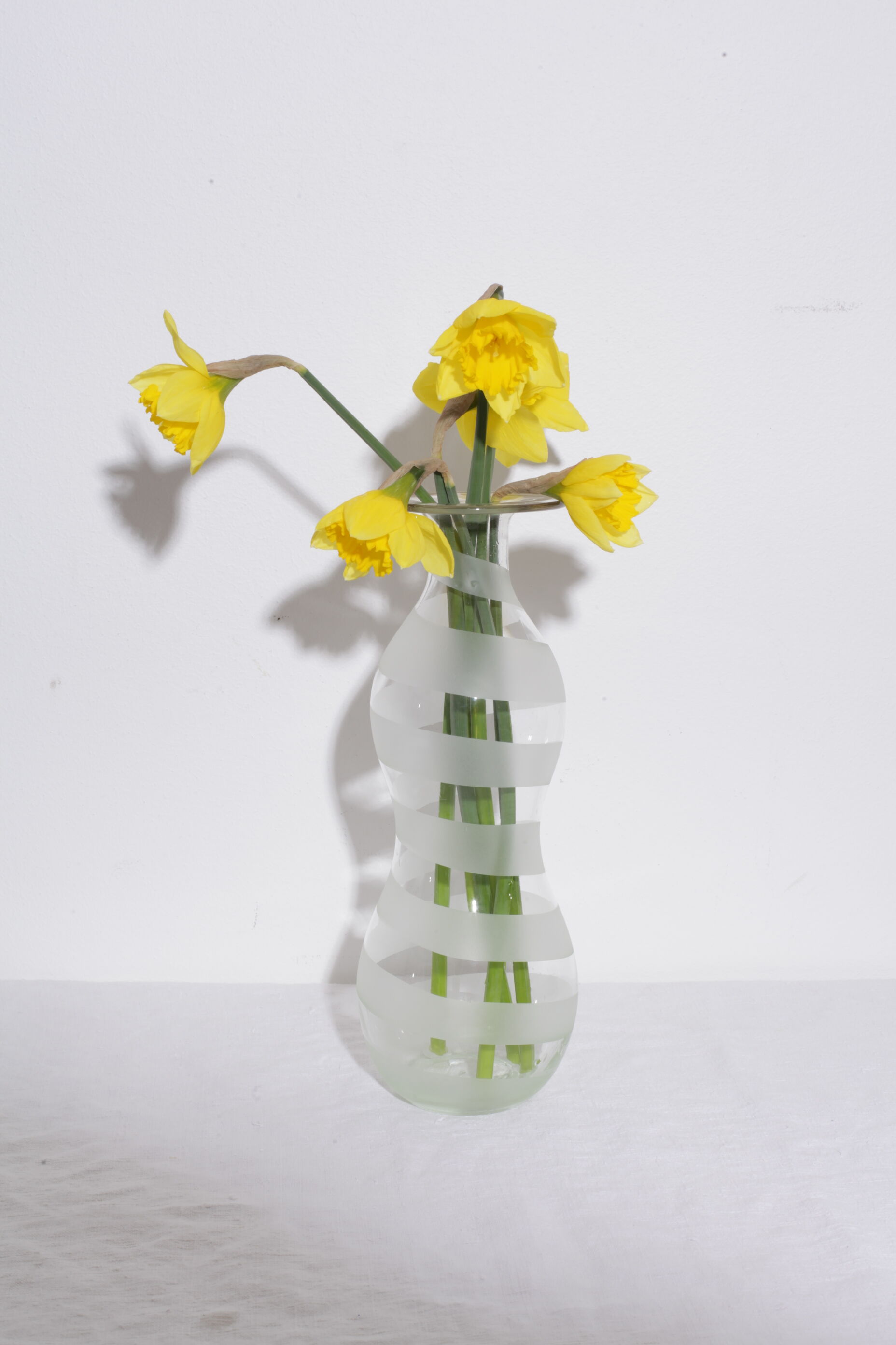 Vase soliflore verre transparent bande sablée