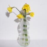 Vase soliflore verre transparent bande sablée