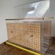 Magazine rack in plexiglass, brass and cane, 1970