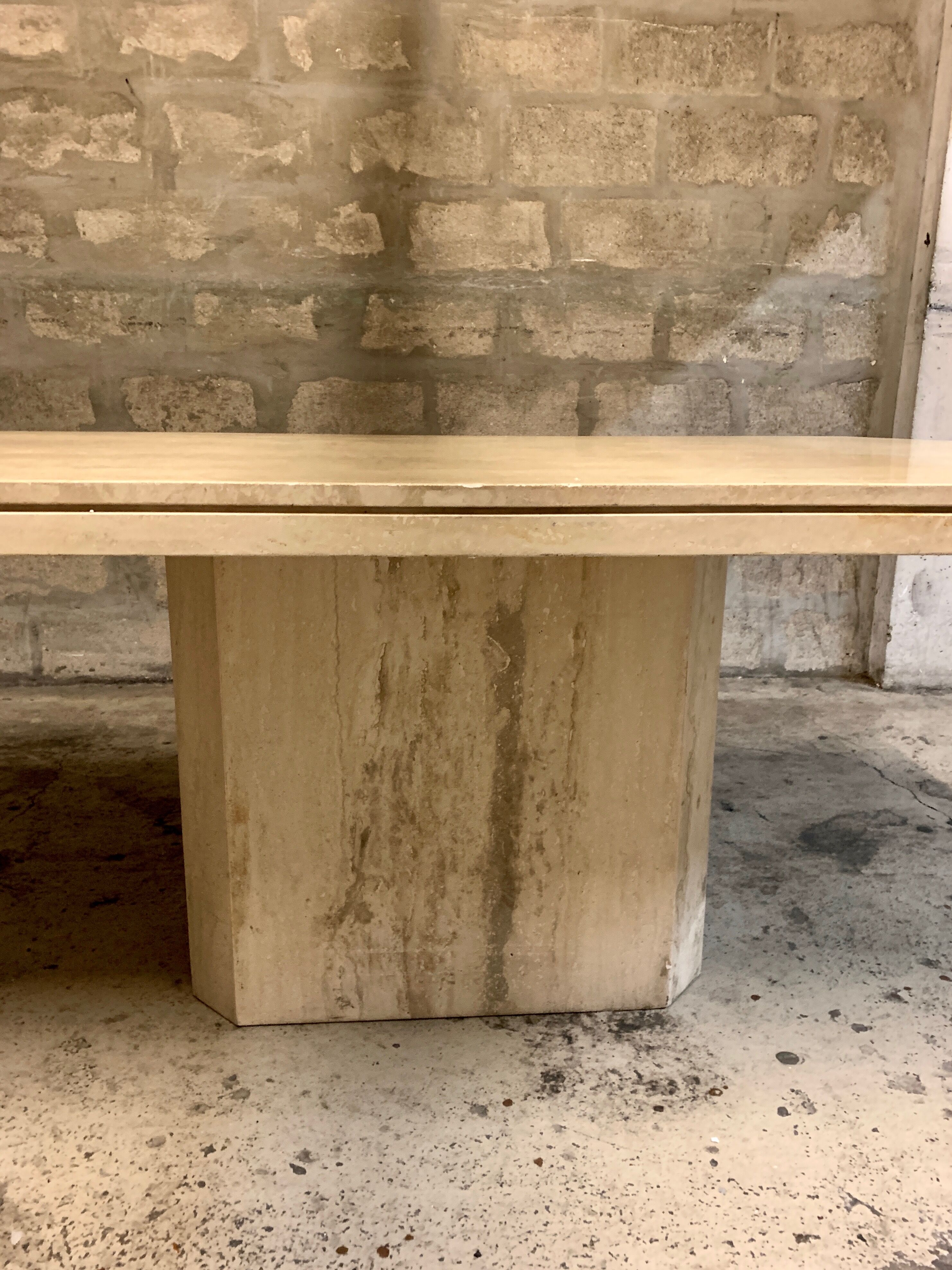 Ligne Roset travertine vintage dining table