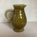 Sarreguemines khaki green pitcher