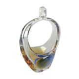 Art Glass Basket by O. Lipa and L. Metelak,  Moser, Czechoslovakia, 1970's