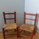 Children's straw chairs made of wood and straw.
