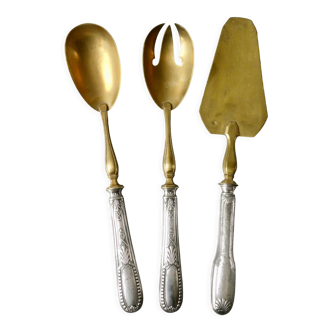 Silver salad cutlery and pie shovel