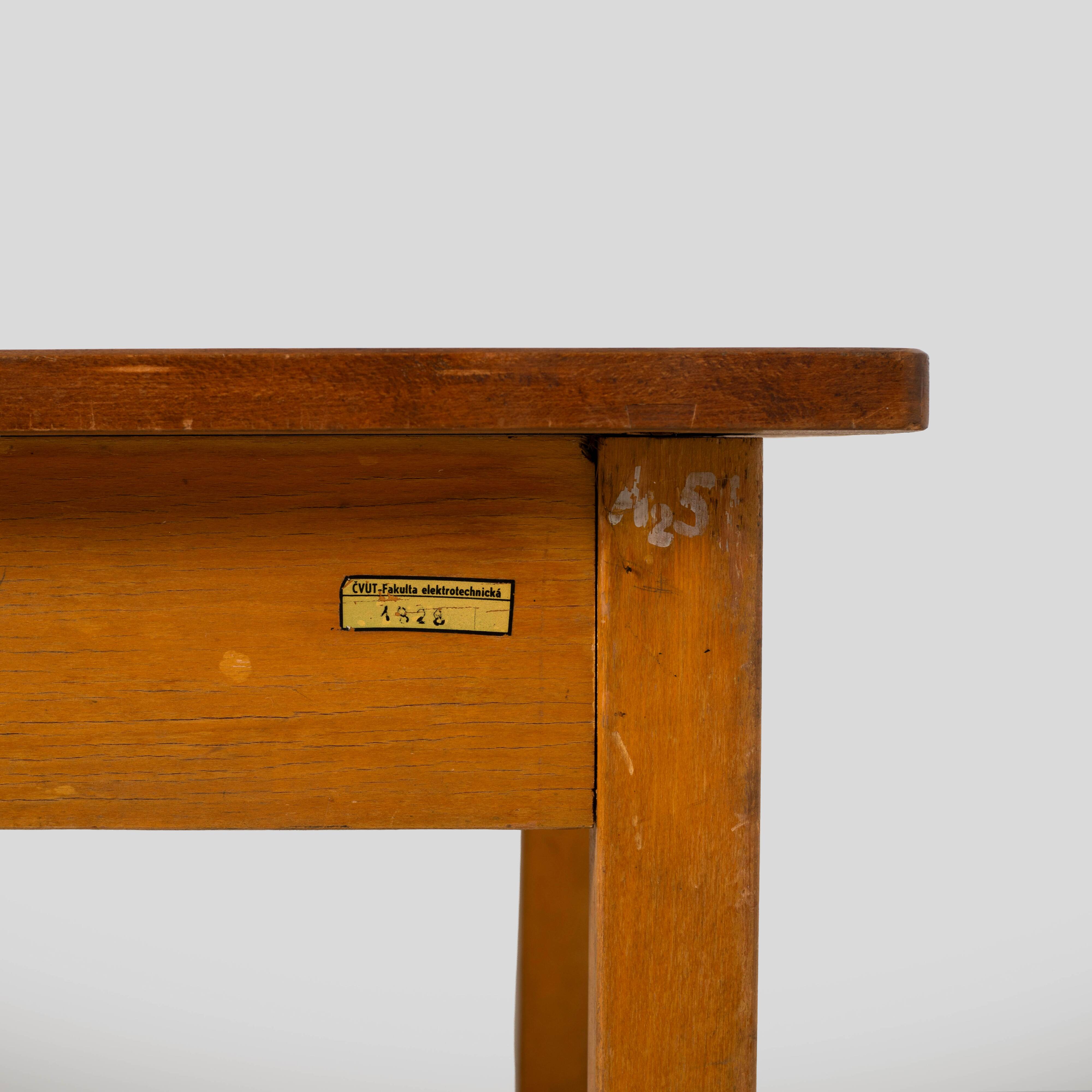 Large work / industrial / farm table, patinated wood, Czechoslovakia